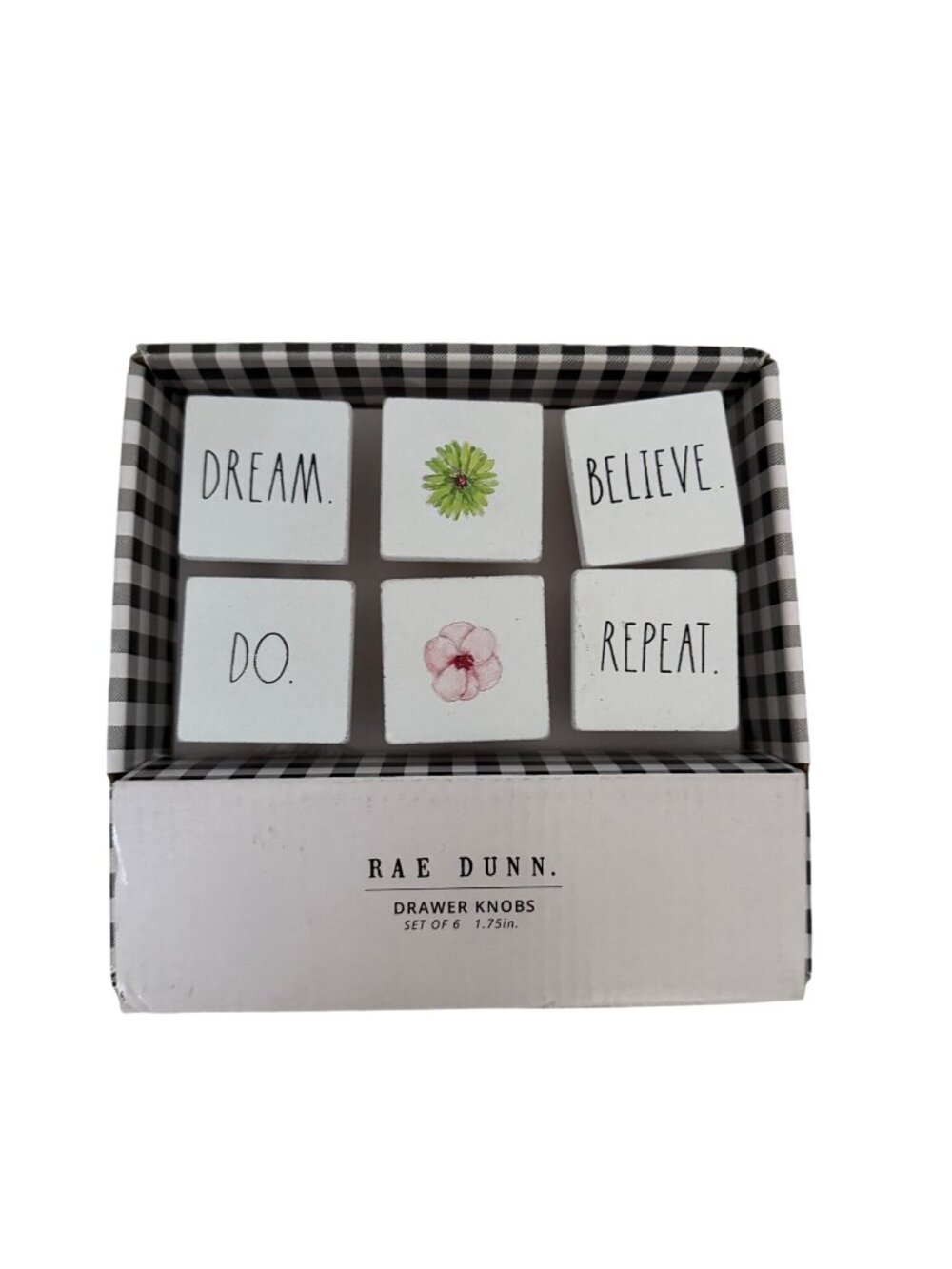 RAE DUNN Set of 6 Floral Drawer Knobs NEW NIP